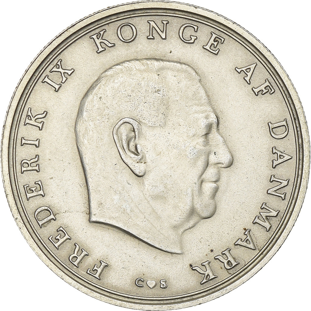Denmark, Frederik IX, 10 Kroner, 1968, Copenhagen, Silver, MS(63), KM:857
