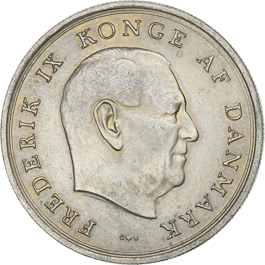 Dinamarca, Frederik IX, 10 Kroner, 1967, Copenhagen, Prata, MS(60-62), KM:856