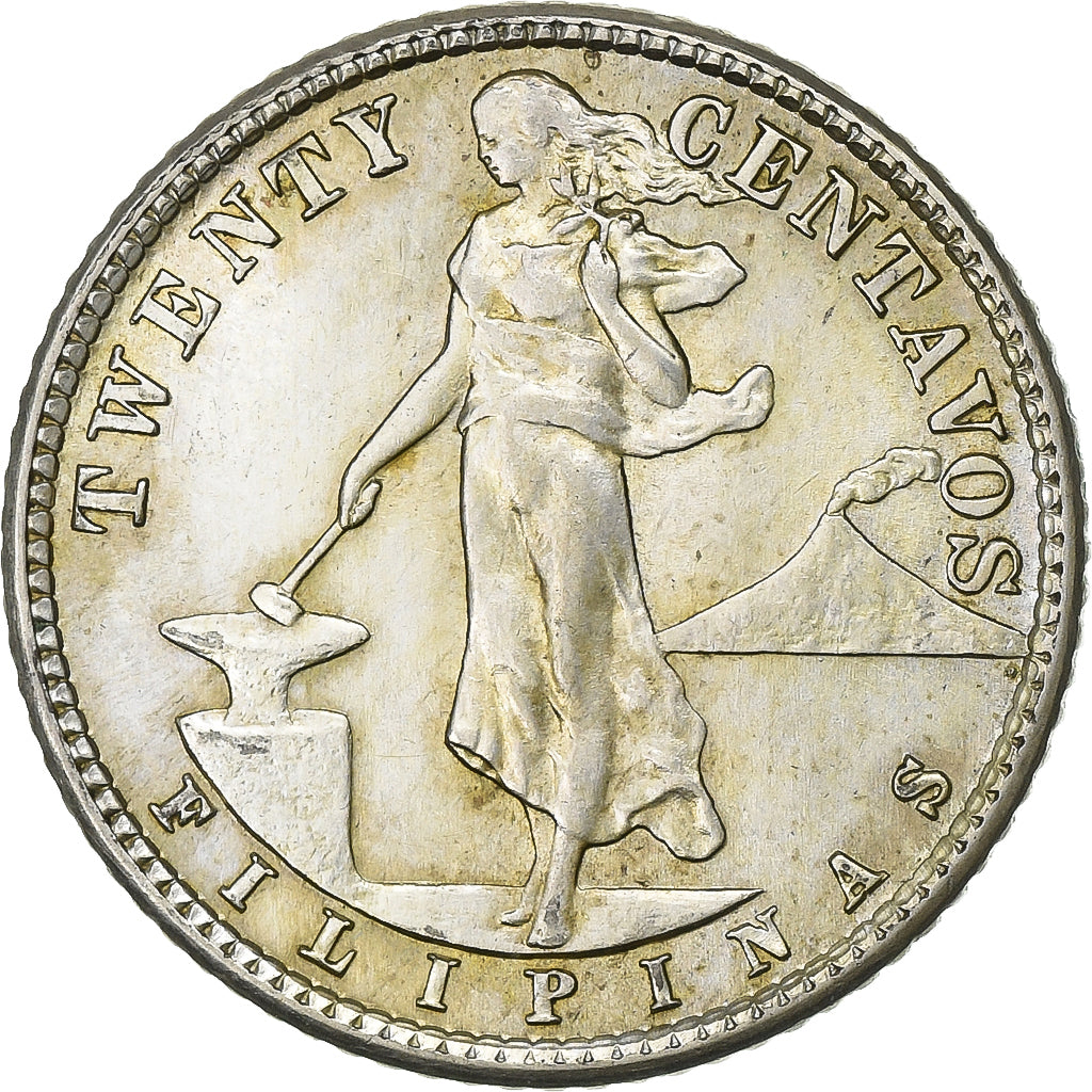 Filippine, 20 Centavos, 1944, Denver, Argento, BB+, KM:182
