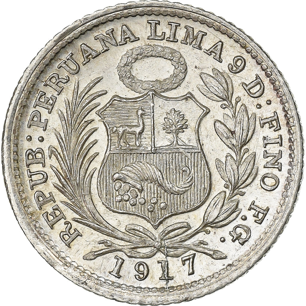 Perù, 1/2 Dinero, 1917, Lima, Argento, SPL, KM:206.2