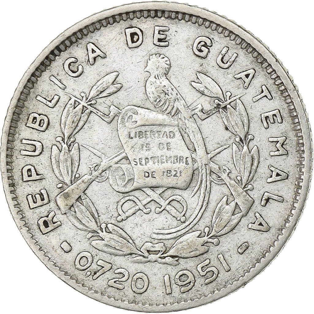 Guatemala, 5 Centavos, 1951, Guatemala City, Argent, TTB, KM:257.1