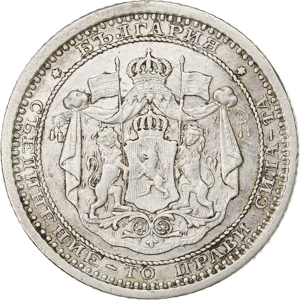 Bulgaria, Alexander  I, 50 Stotinki, 1883, Sofia, Argento, BB, KM:6