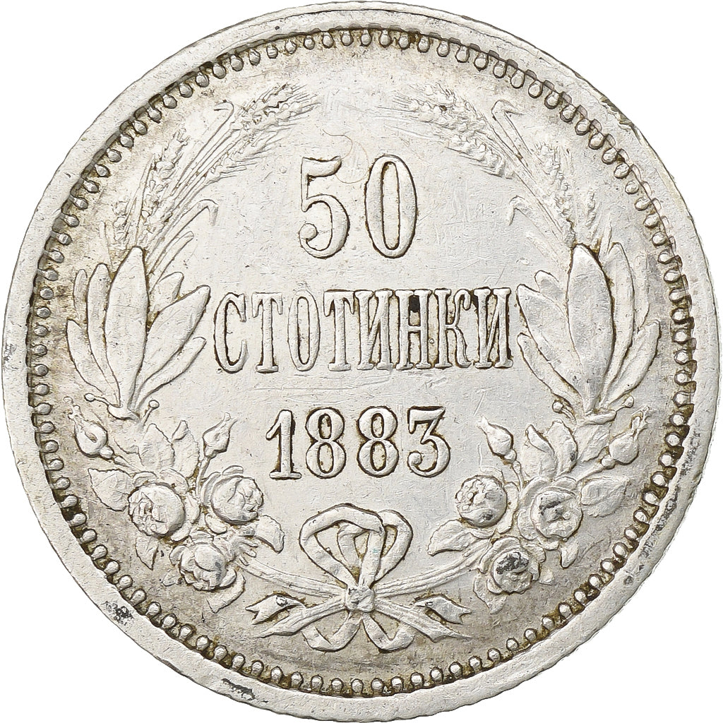 Bulgaria, Alexander  I, 50 Stotinki, 1883, Sofia, Argento, BB, KM:6