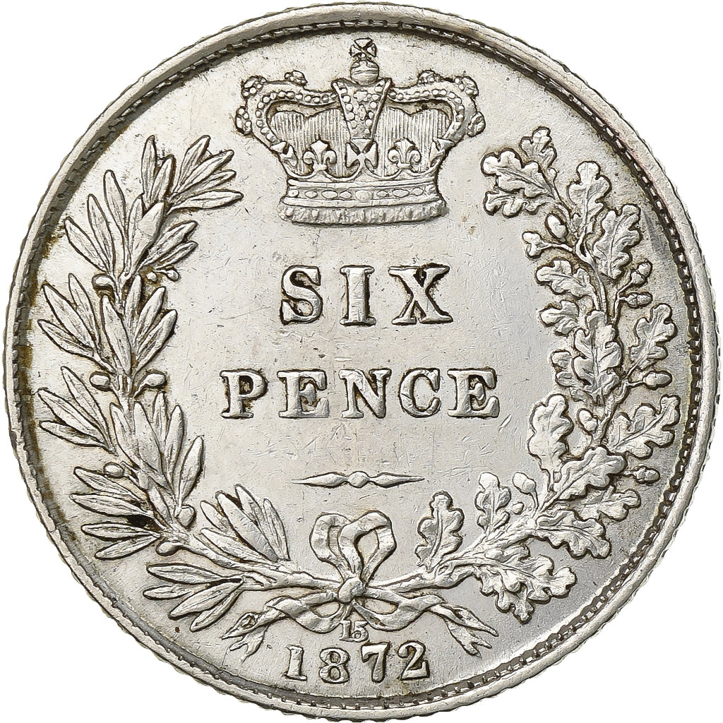 Great Britain, Victoria, 6 Pence, 1872, Heaton, Silver, AU(50-53), KM:751.1