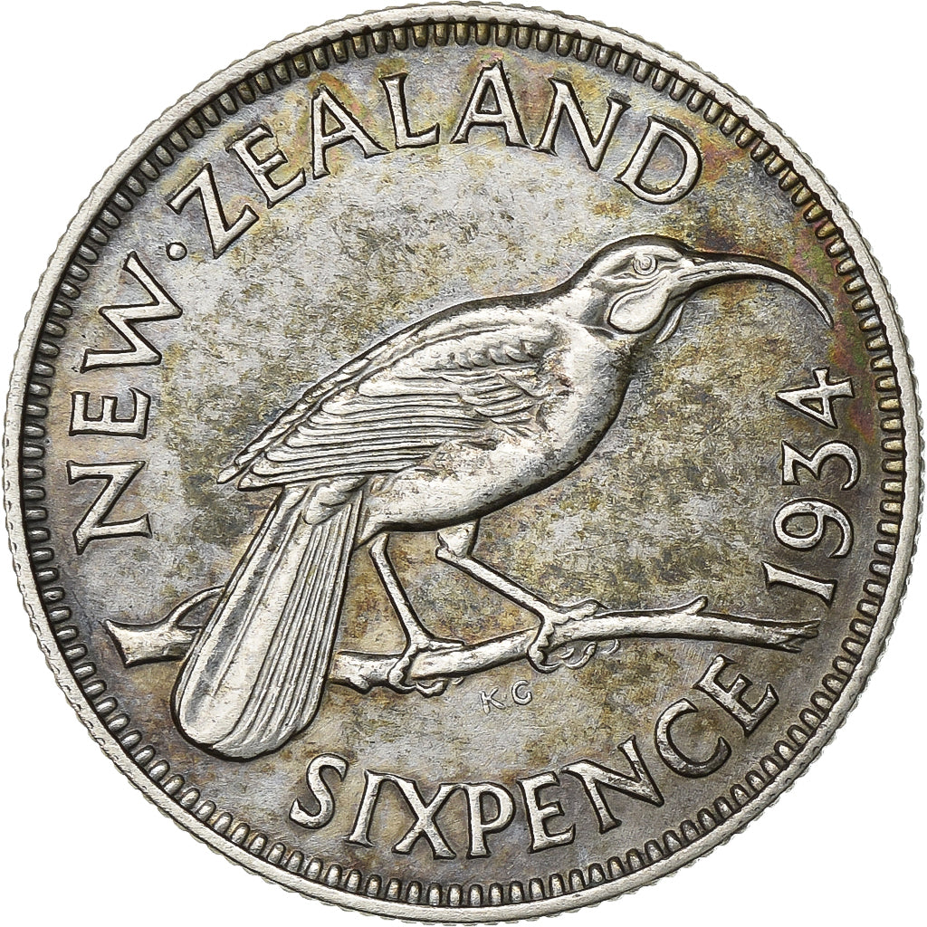 Neuseeland, George V, 6 Pence, 1934, London, Silber, SS+, KM:2