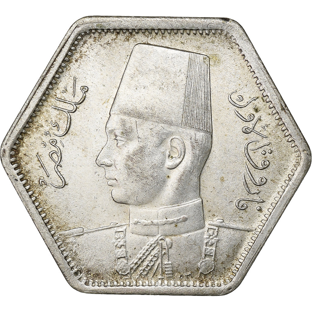 Egypte, Farouk, 2 Piastres, 1944/ AH1363, British Royal Mint, Zilver, PR, KM:369