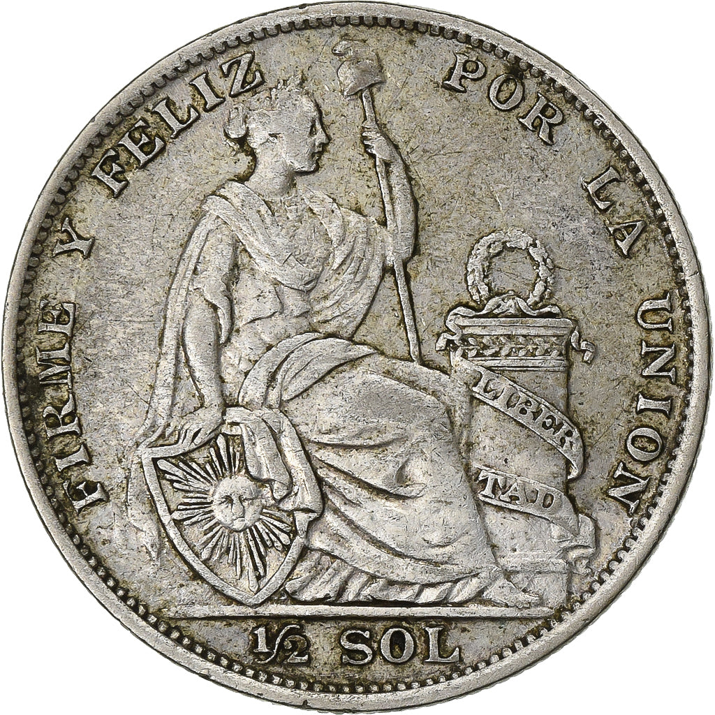 Peru, 1/2 Sol, 1935, Lima, Prata, EF(40-45), KM:216