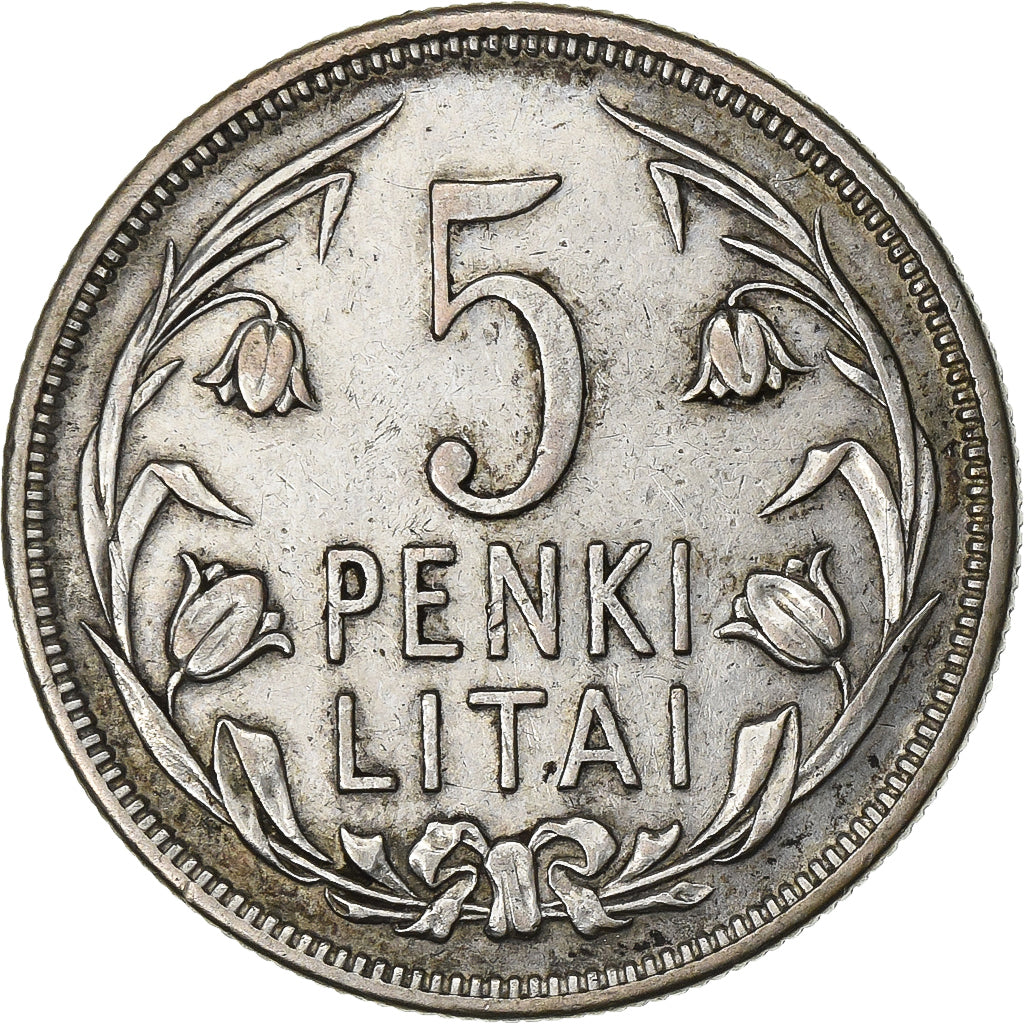 Lithuania, 5 Litai, 1925, King's Norton, Silver, EF(40-45), KM:78