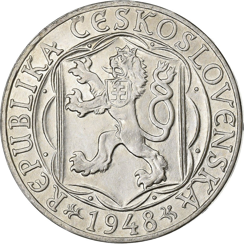 Checoslovaquia, 100 Korun, 1948, Plata, MBC+, KM:26