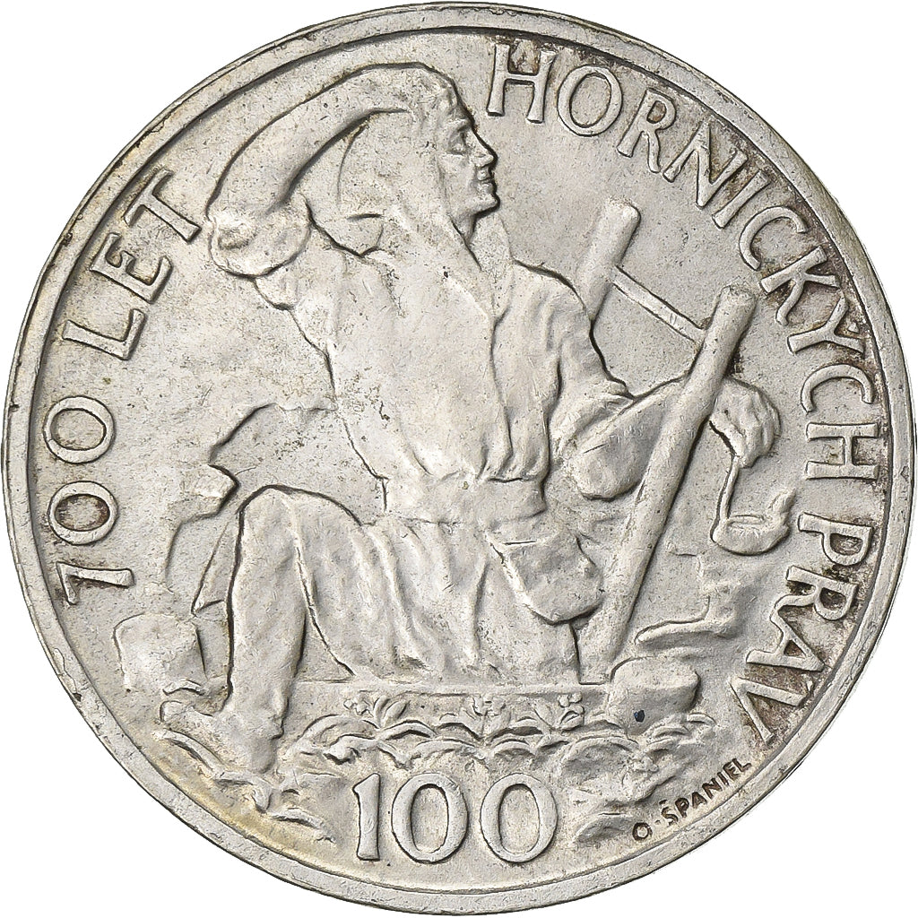 Cecoslovacchia, 100 Korun, 1949, Argento, BB, KM:29