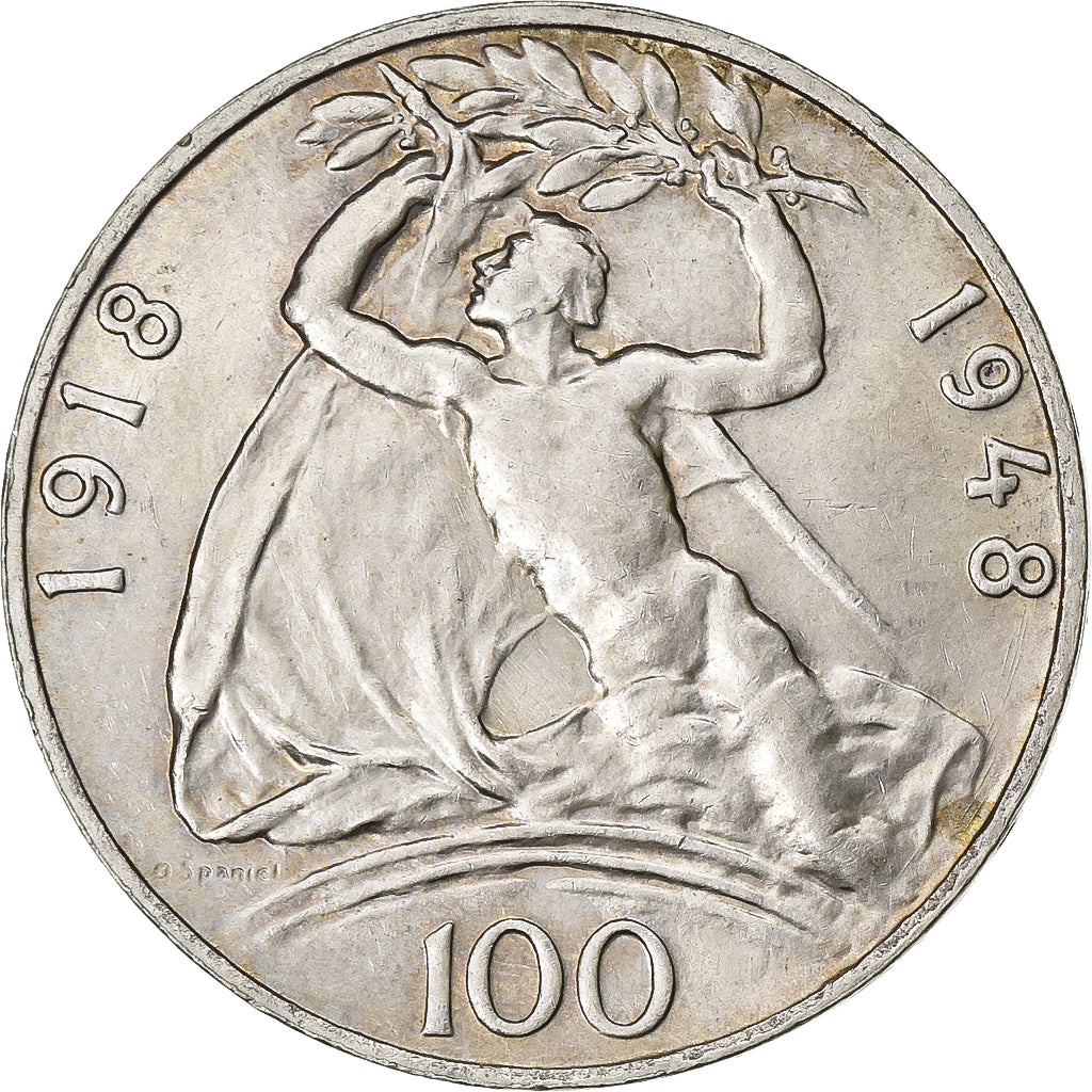 Czechoslovakia, 100 Korun, 1948, Silver, EF(40-45), KM:27