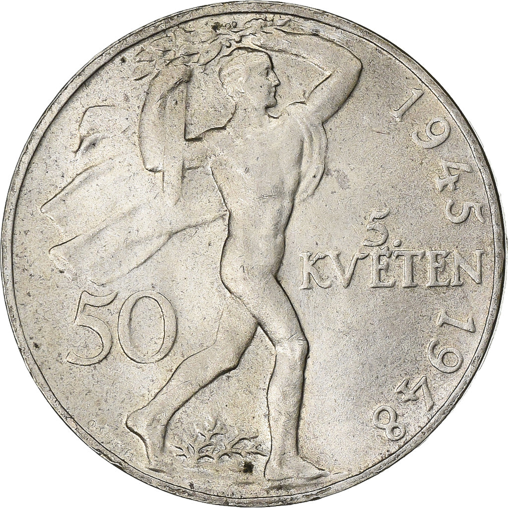 Czechosłowacja, 50 Korun, 1948, Srebro, EF(40-45), KM:25