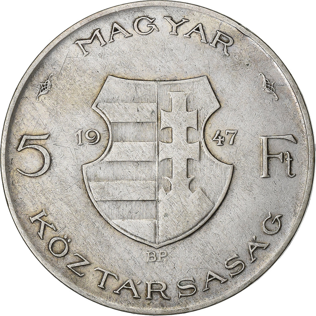 Hungary, 5 Forint, 1947, Silver, EF(40-45), KM:534a