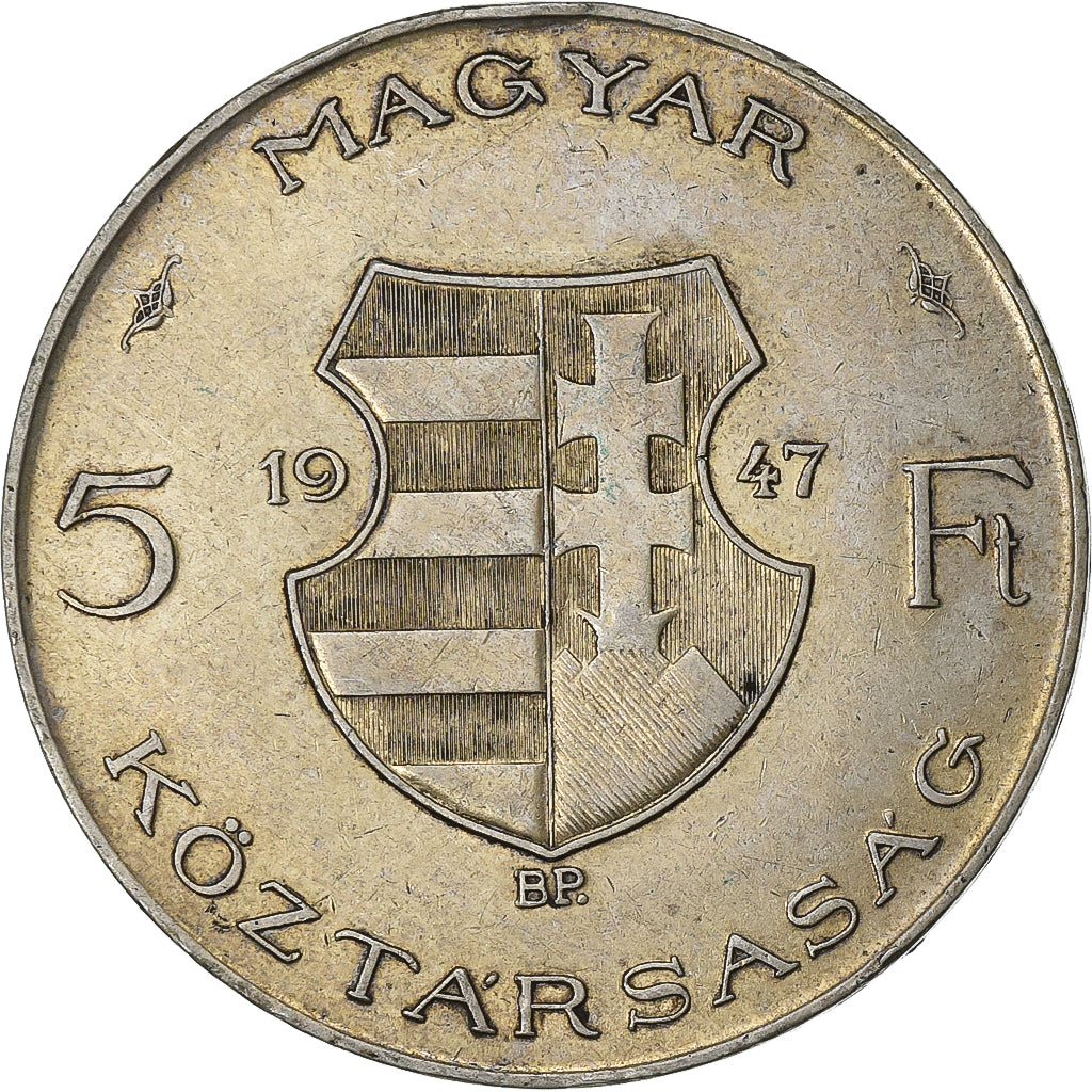 Hungria, 5 Forint, 1947, Prata, EF(40-45), KM:534a
