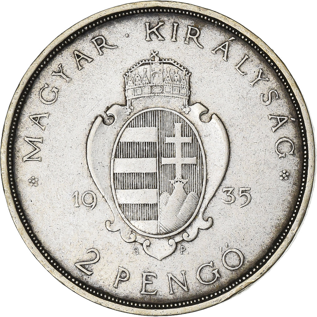 Hungria, 2 Pengö, 1935, Prata, EF(40-45), KM:513