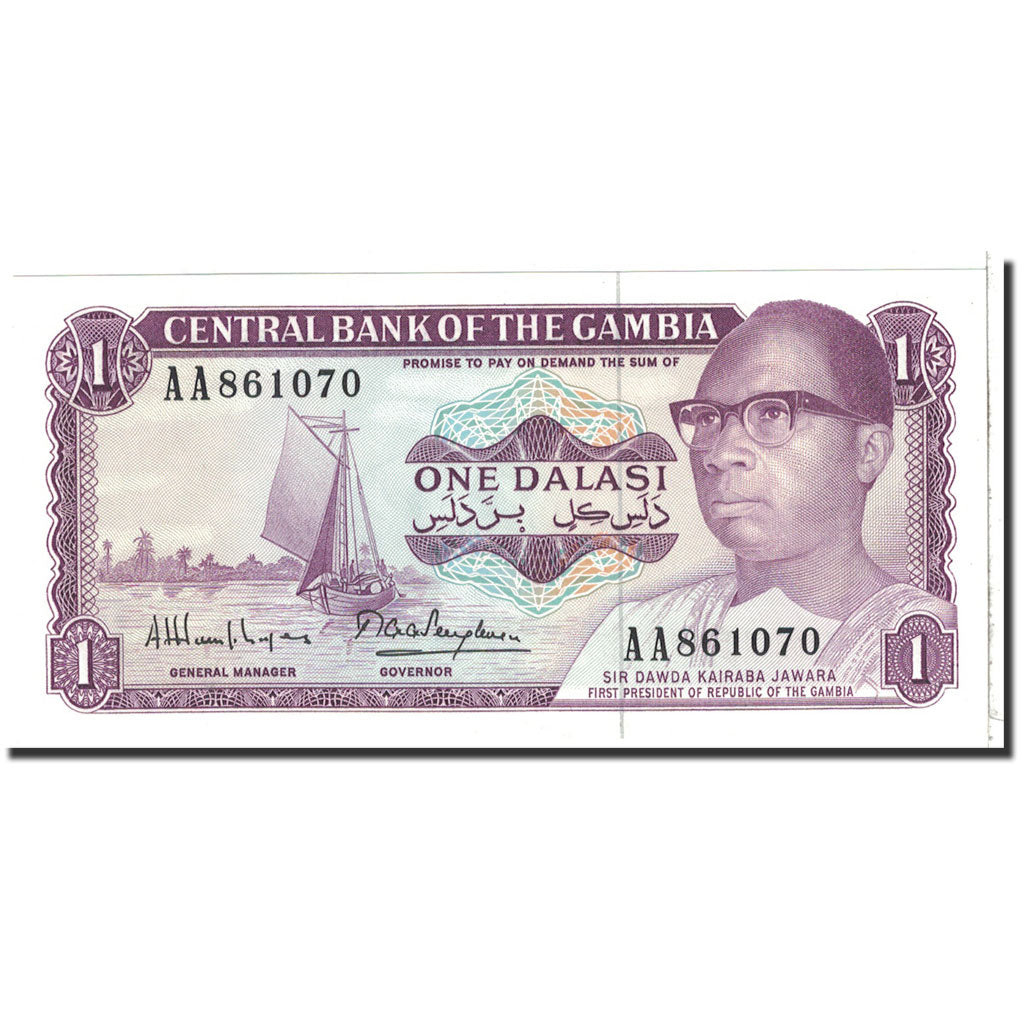 Banknote, The Gambia, 1 Dalasi, 1971, Undated, KM:4f, UNC(65-70)