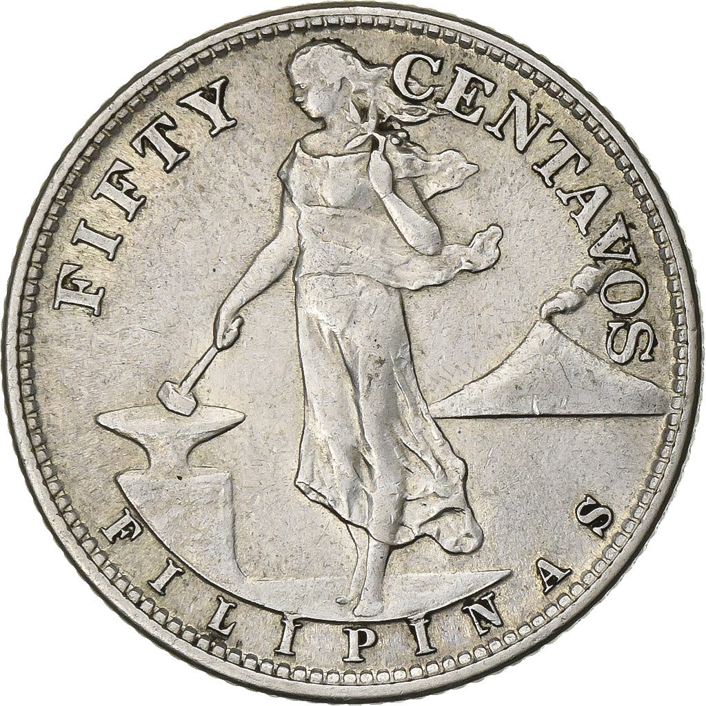Philippines, 50 Centavos, 1945, San Francisco, Silver, EF(40-45), KM:183