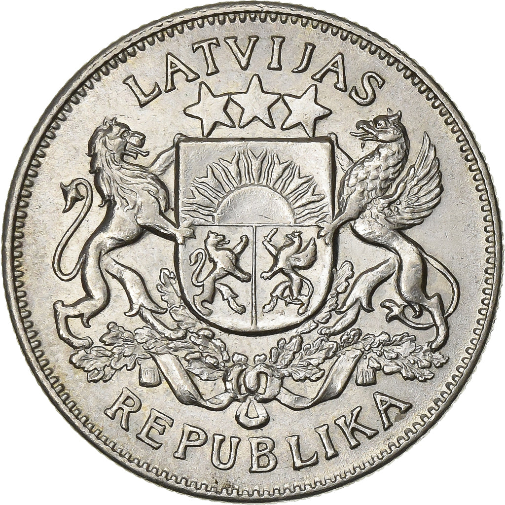Latvia, 2 Lati, 1925, Silver, AU(50-53), KM:8