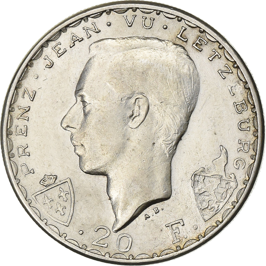 Lussemburgo, 20 Francs, 1946, Argento, BB, KM:E51
