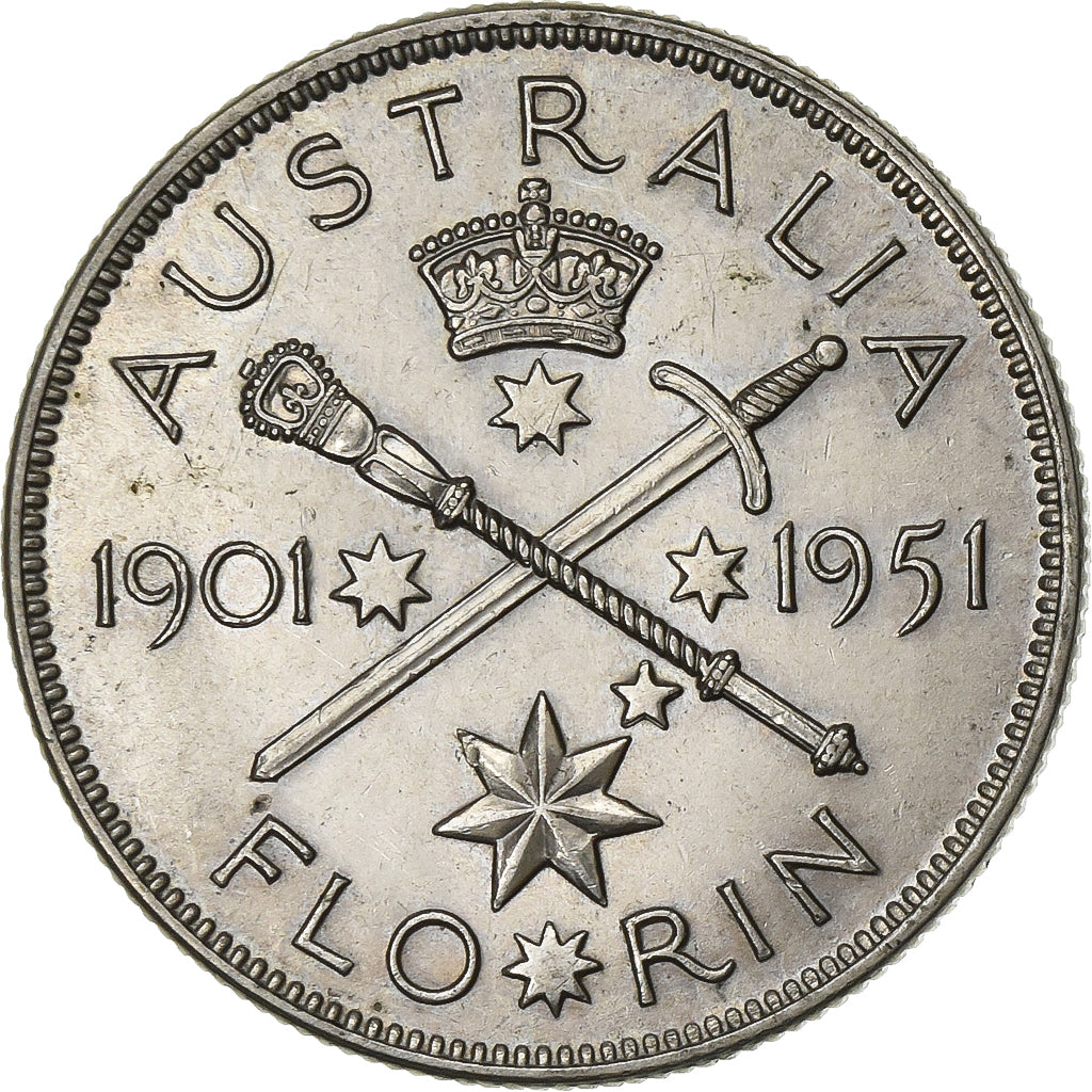 Australia, George VI, Florin, 1951, Melbourne, Silver, AU(50-53), KM:47
