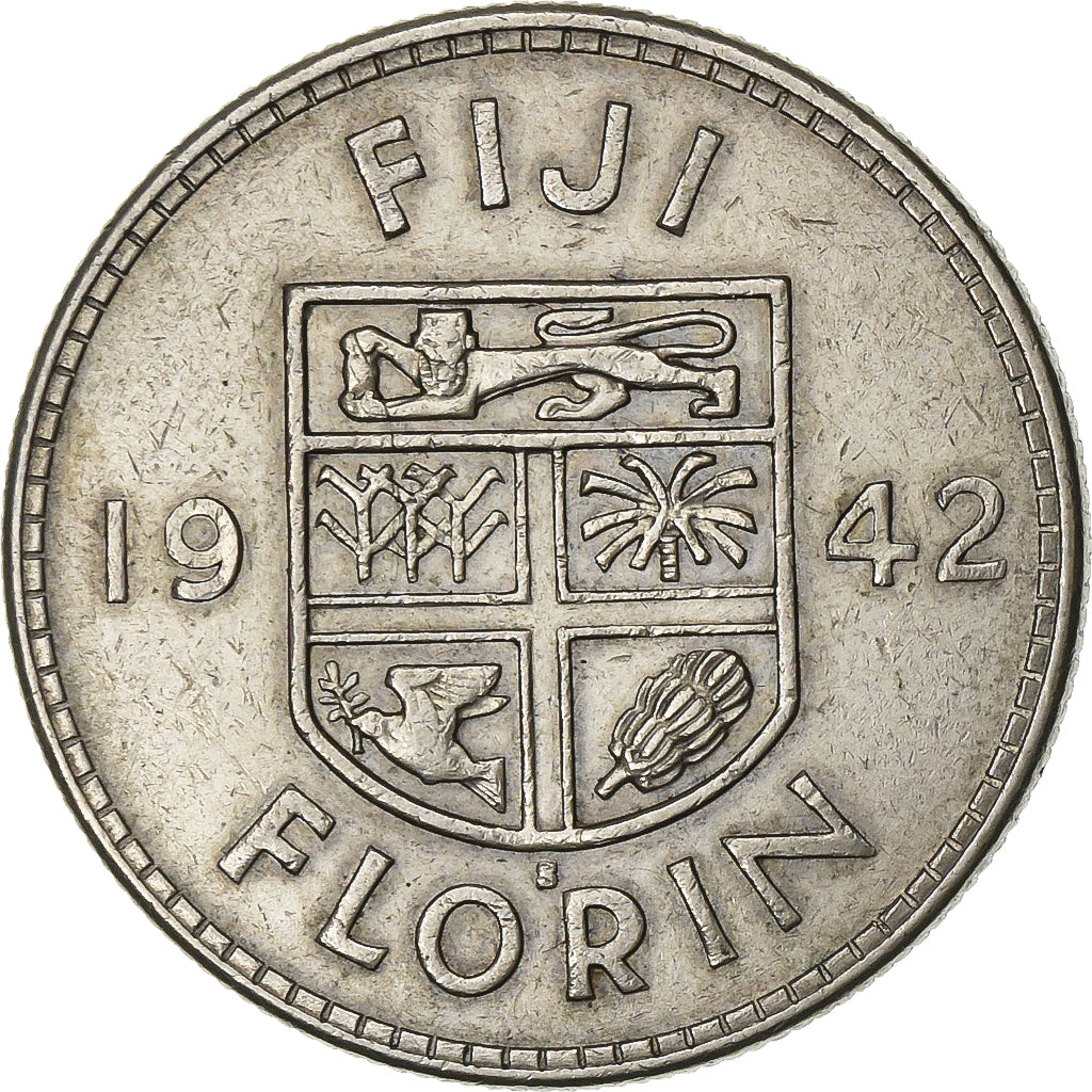 Fiji, George VI, Florin, 1942, San Francisco, Silver, EF(40-45), KM:13a