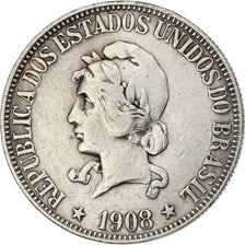Brasile, 1000 Reis, 1908, Rio de Janeiro, Argento, BB, KM:507