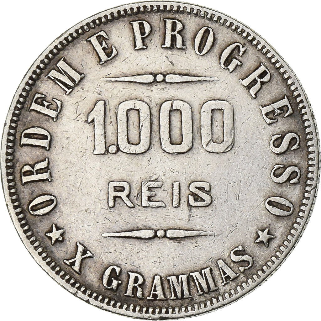 Brasile, 1000 Reis, 1908, Rio de Janeiro, Argento, BB, KM:507