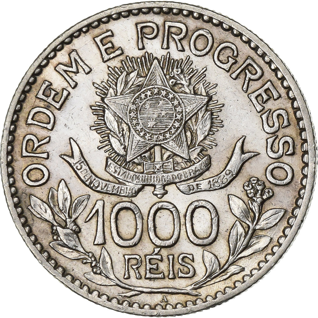 Brazil, 1000 Reis, 1913, Silver, AU(55-58), KM:510