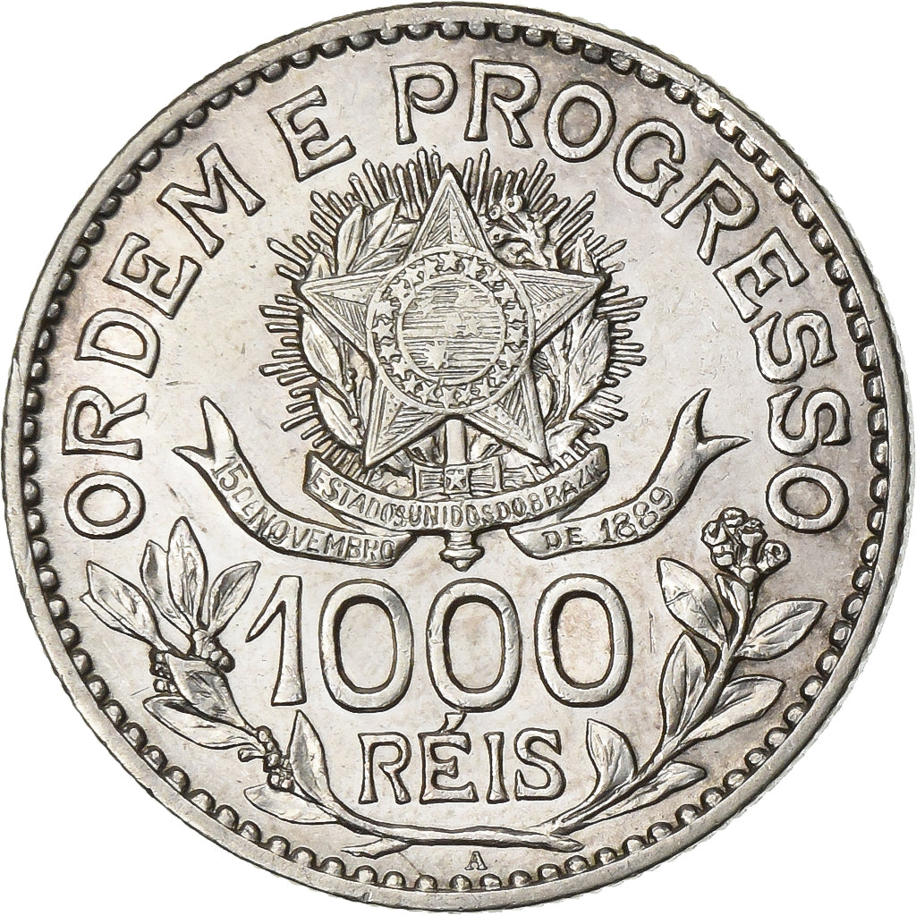 Brazil, 1000 Reis, 1913, Silver, AU(50-53), KM:510
