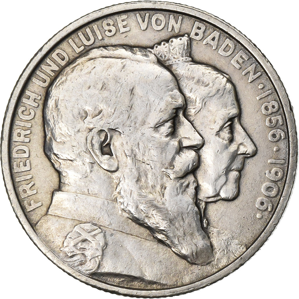 Deutschland, BADEN, Friedrich I, 2 Mark, 1906, Karlsruhe, Silber, SS+, KM:276
