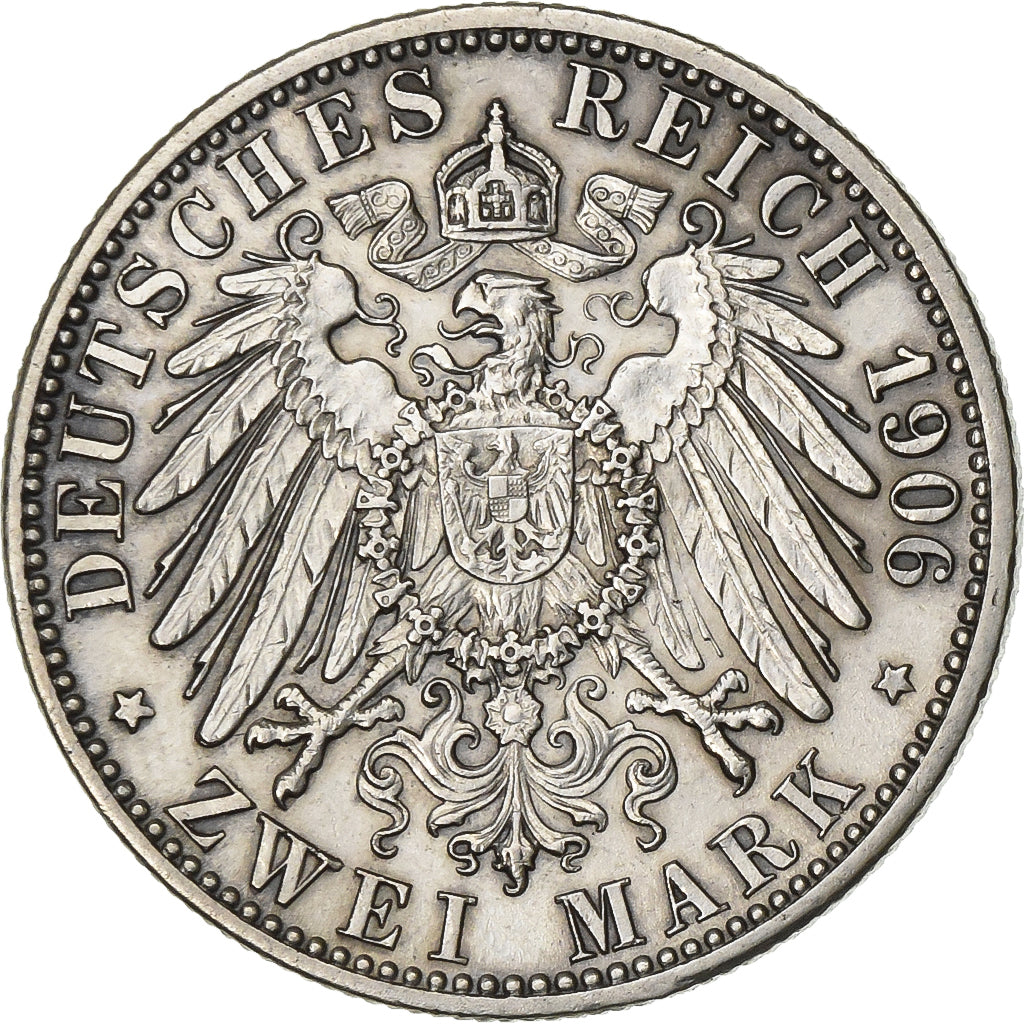 Deutschland, BADEN, Friedrich I, 2 Mark, 1906, Karlsruhe, Silber, SS+, KM:276