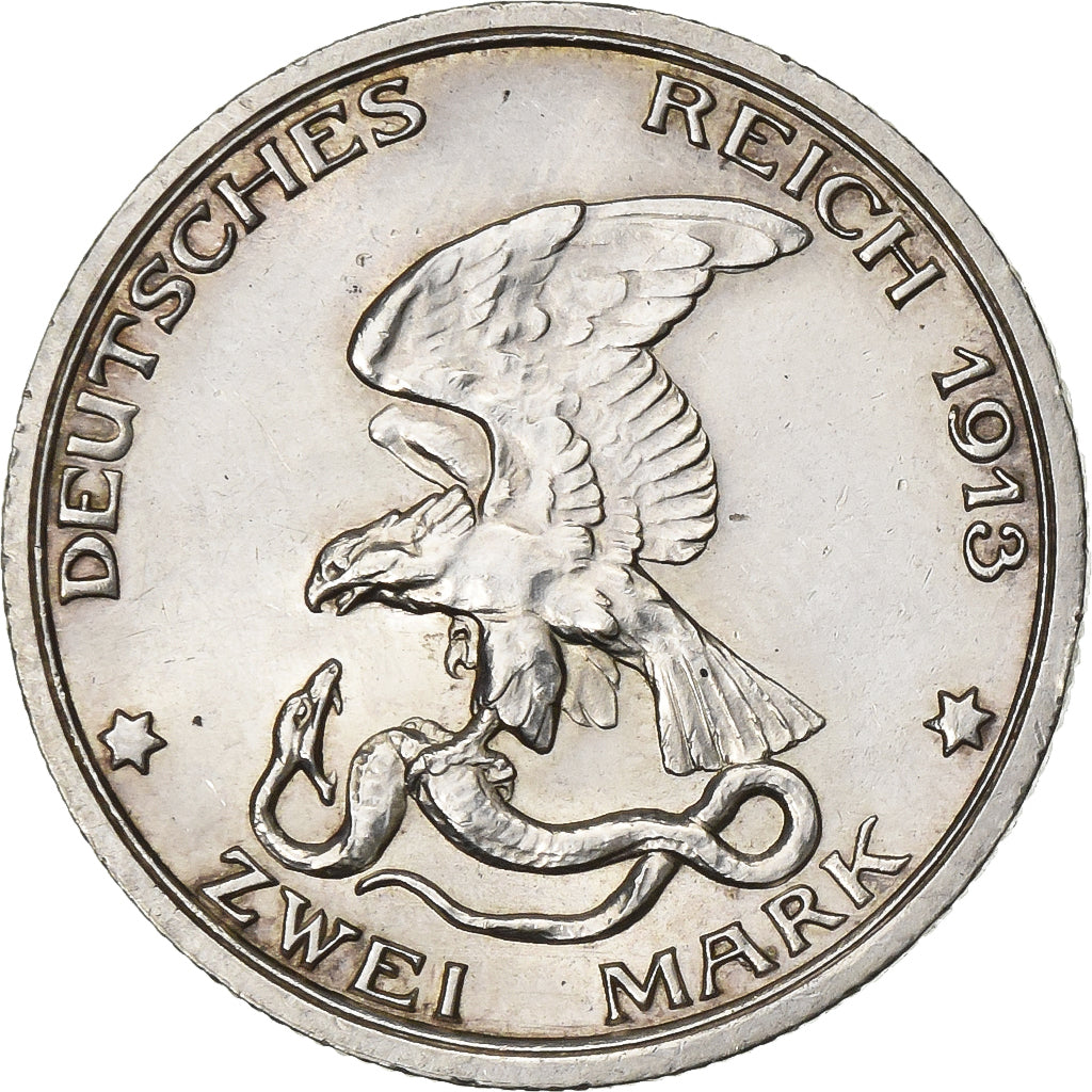 Germany, PRUSSIA, Wilhelm II, 2 Mark, 1913, Berlin, Silver, EF(40-45), KM:532