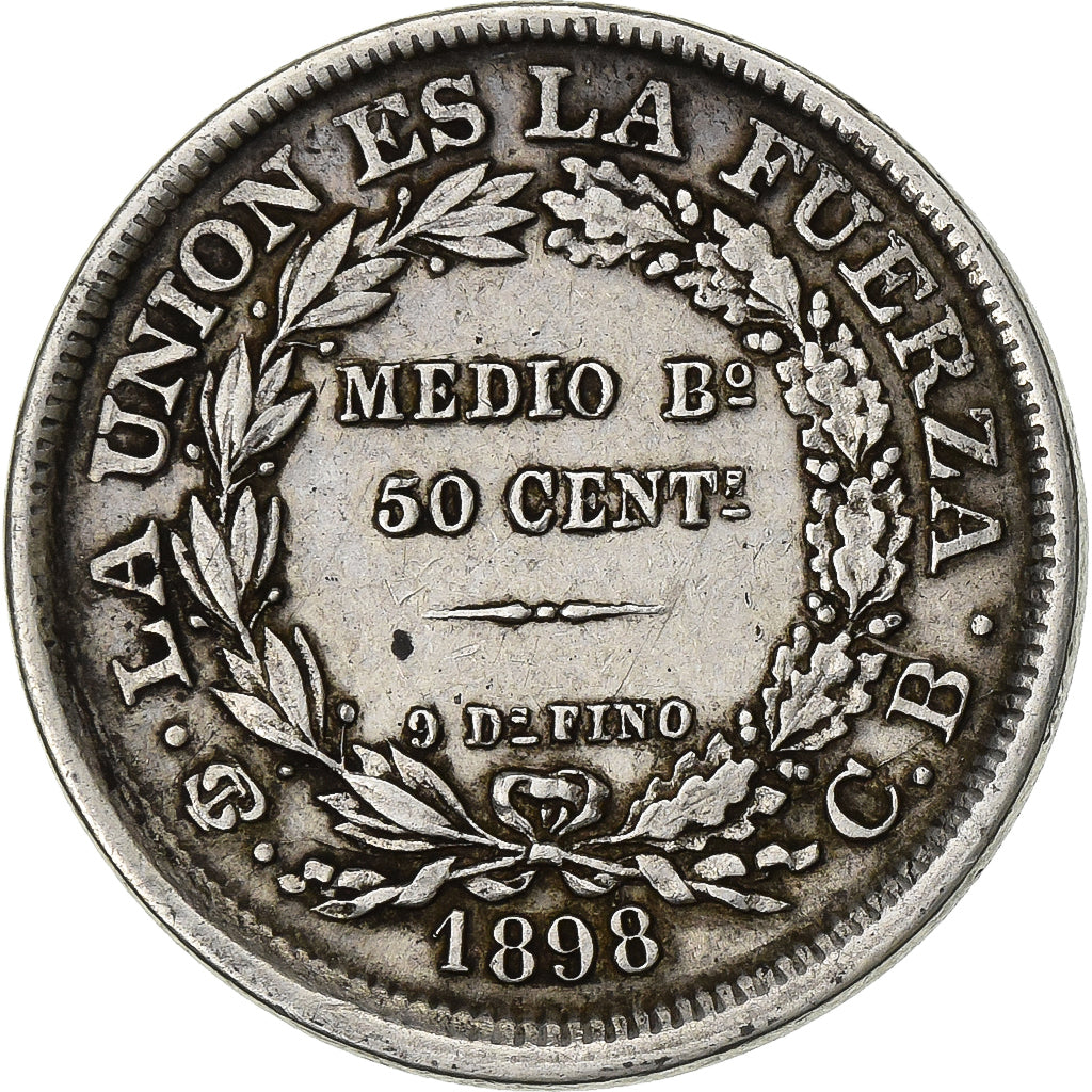 Bolivia, 50 Centavos, 1/2 Boliviano, 1898, Silver, EF(40-45), KM:161.5