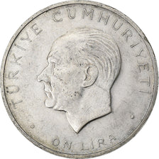 Turkey, 10 Lira, 1960, Silver, EF(40-45), KM:894