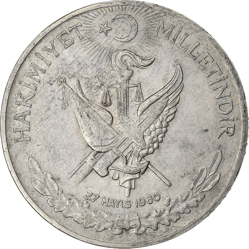 Turkey, 10 Lira, 1960, Silver, EF(40-45), KM:894