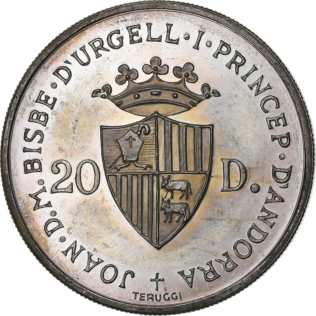 Andorra, 20 Diners, 1984, Silver, AU(55-58), KM:25