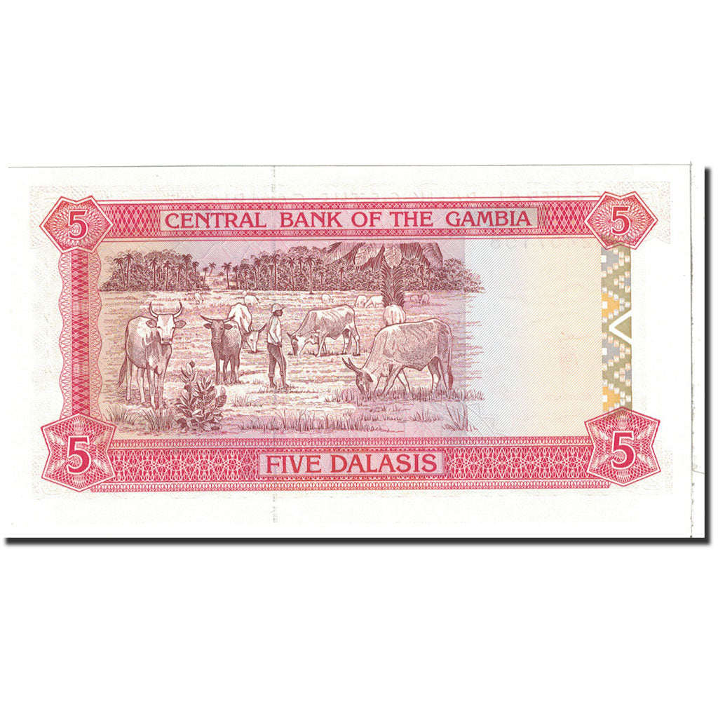 Banknot, Gambia, 5 Dalasis, 1995, Undated, KM:12a, UNC(65-70)