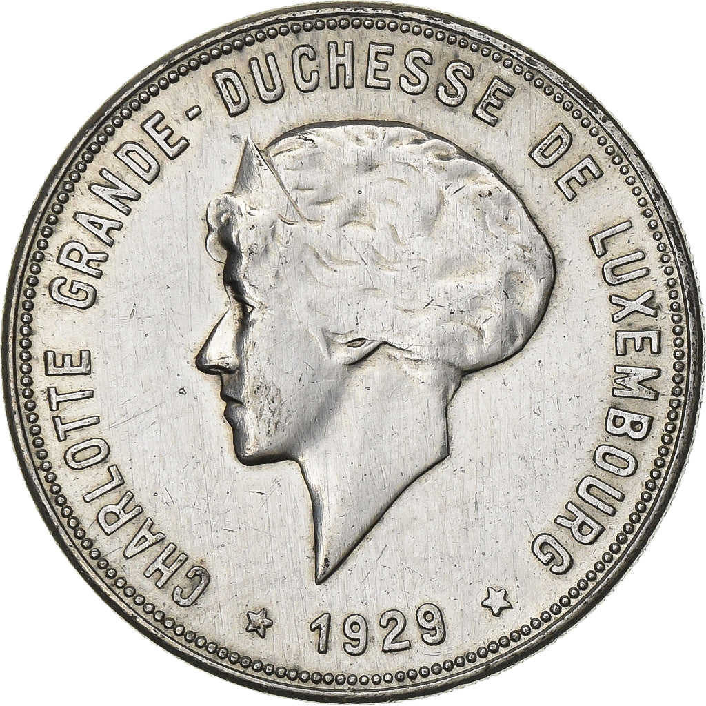 Luxembourg, Charlotte, 10 Francs, 1929, Silver, EF(40-45), KM:39