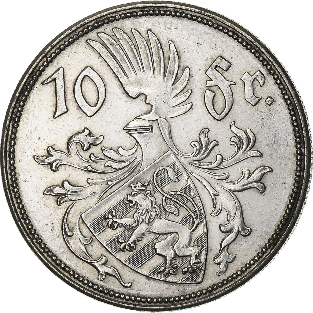 Luxembourg, Charlotte, 10 Francs, 1929, Silver, EF(40-45), KM:39