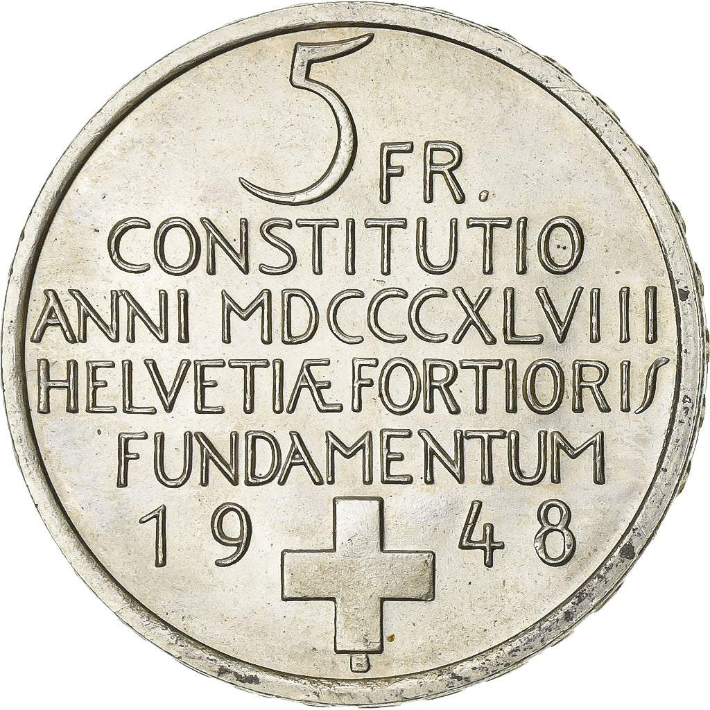 Switzerland, 5 Francs, 1948, Bern, Silver, EF(40-45), KM:48