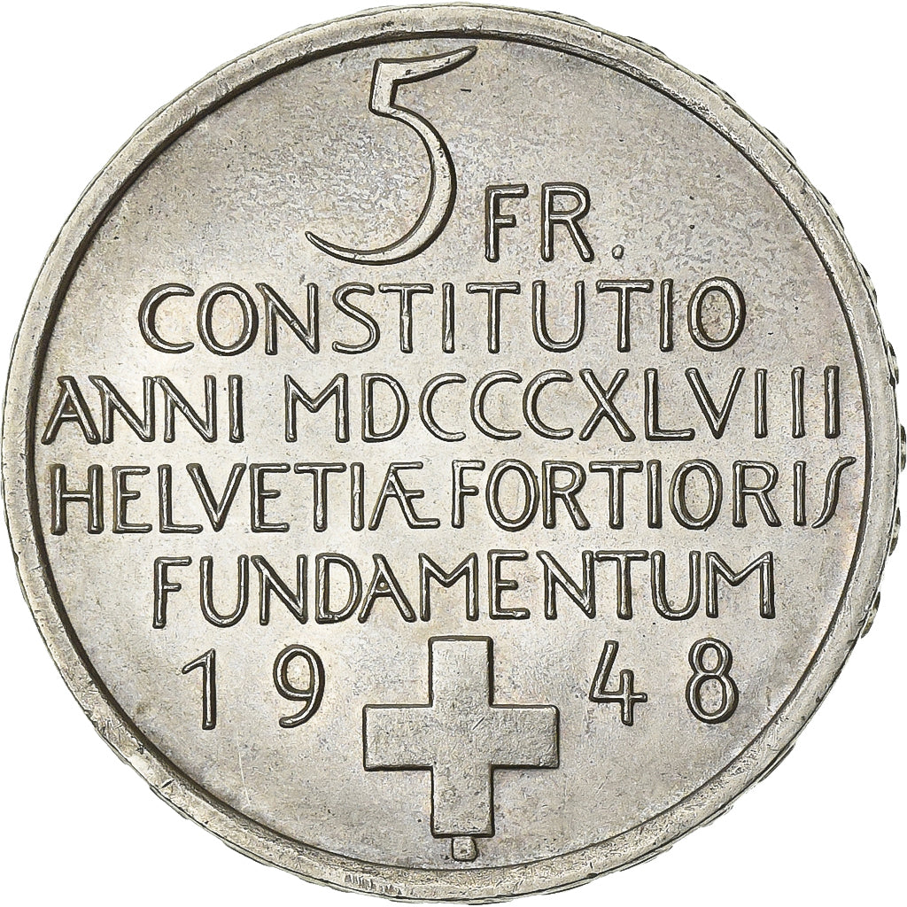 Switzerland, 5 Francs, 1948, Bern, Silver, EF(40-45), KM:48