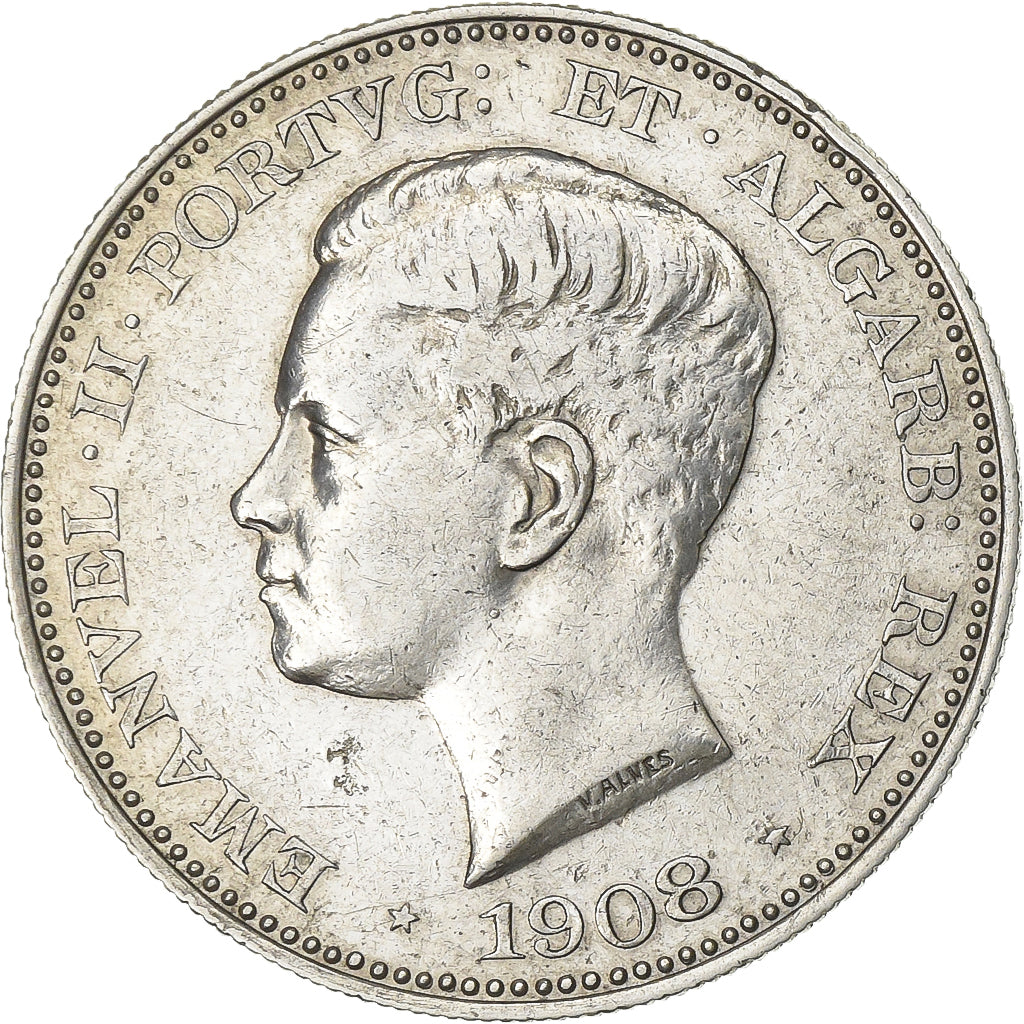 Portugal, Manuel II, 500 Reis, 1908, Lisbon, Silver, VF(30-35), KM:547