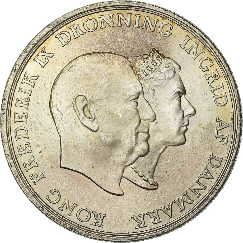 Denmark, Frederik IX, 5 Kroner, 1960, Copenhagen, Silver, AU(50-53), KM:852