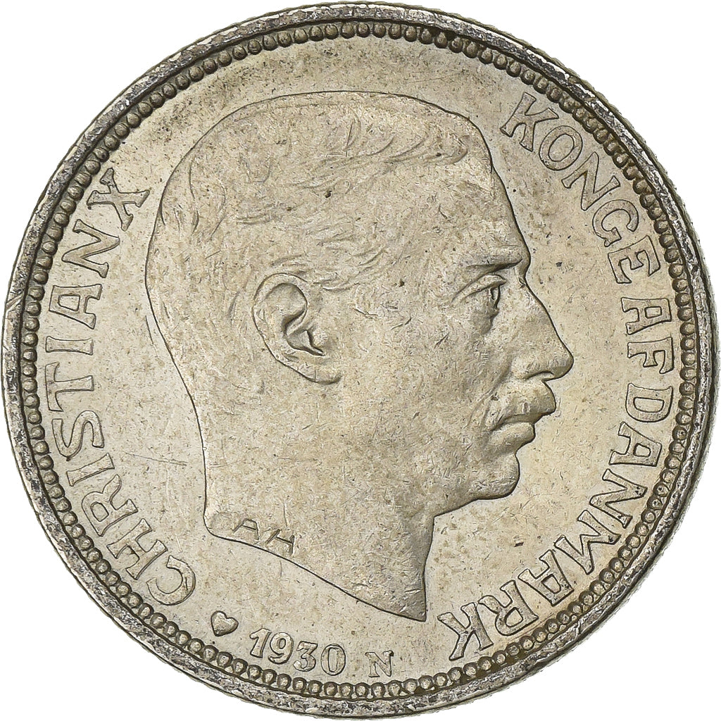 Danimarca, Christian X, 2 Kroner, 1930, Copenhagen, Argento, BB+, KM:3