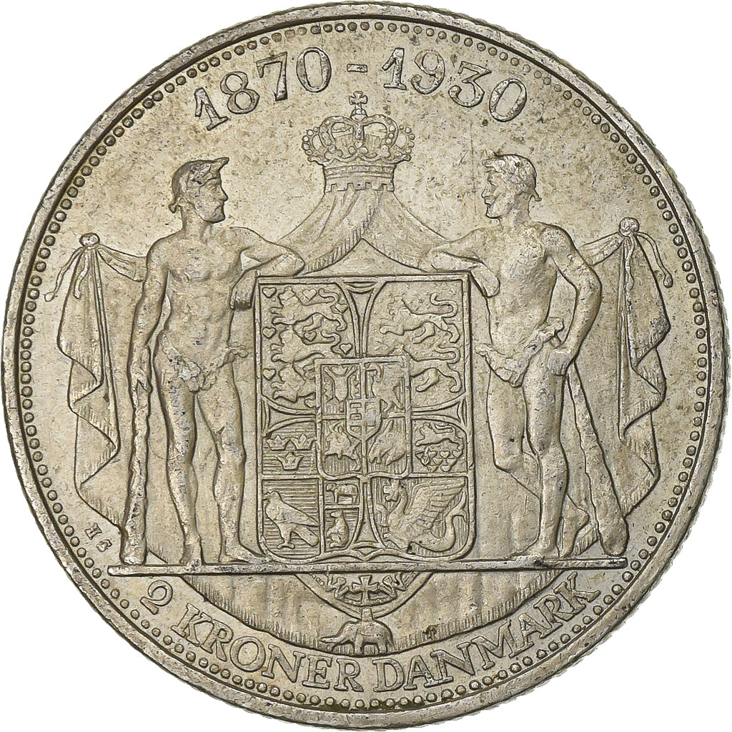 Danimarca, Christian X, 2 Kroner, 1930, Copenhagen, Argento, BB+, KM:3