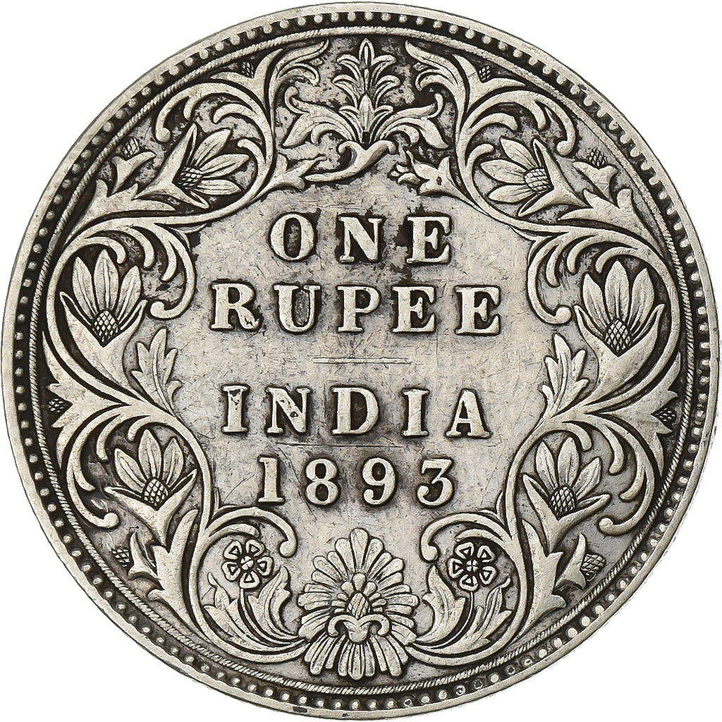 India, Victoria, Rupee, 1893, Bombay, Silver, EF(40-45), KM:492
