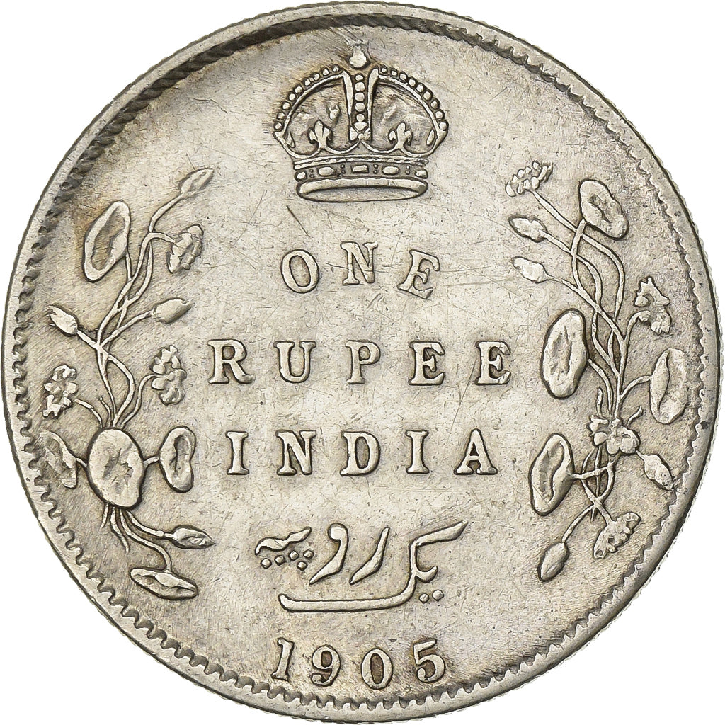 India, Edward VII, Rupee, 1905, Calcutta, Silver, EF(40-45), KM:508