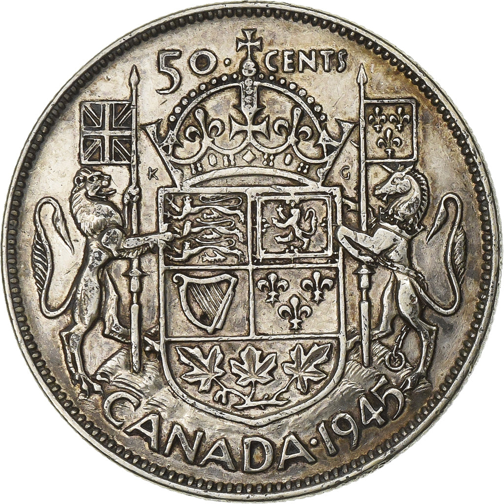 Canada, George VI, 50 Cents, 1945, Royal Canadian Mint, Silver, EF(40-45), KM:36