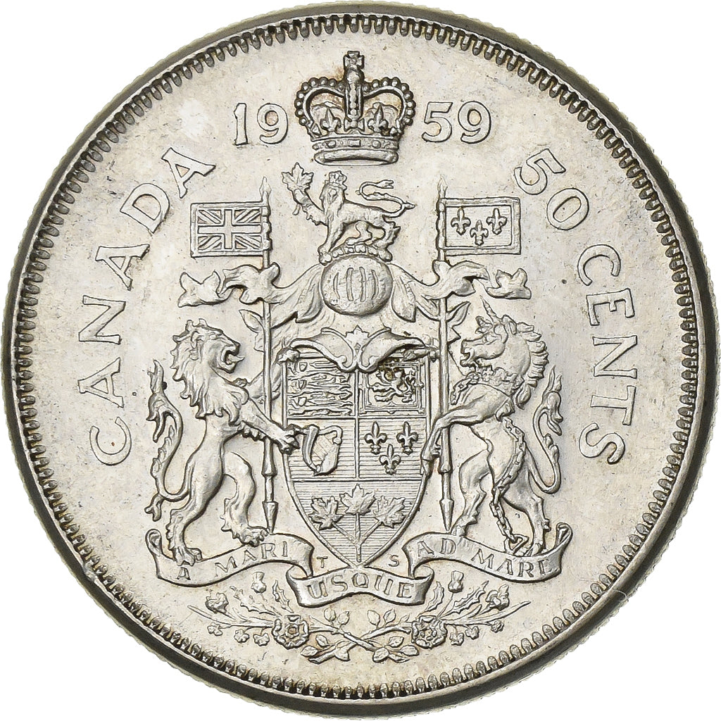 Canada, Elizabeth II, 50 Cents, 1959, Royal Canadian Mint, Silver, EF(40-45)