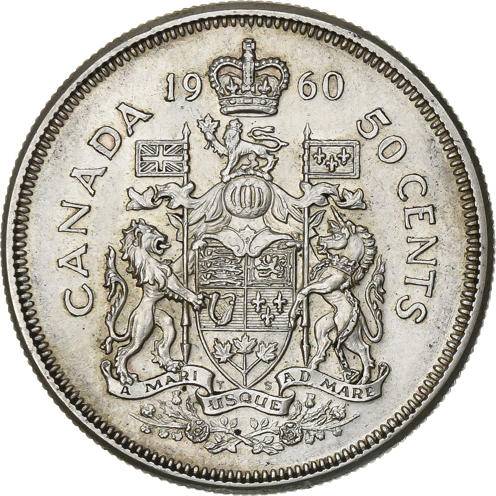 Canada, Elizabeth II, 50 Cents, 1960, Royal Canadian Mint, Silver, EF(40-45)